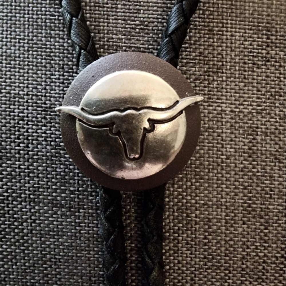 BULL BOLO on Black Leather Rope